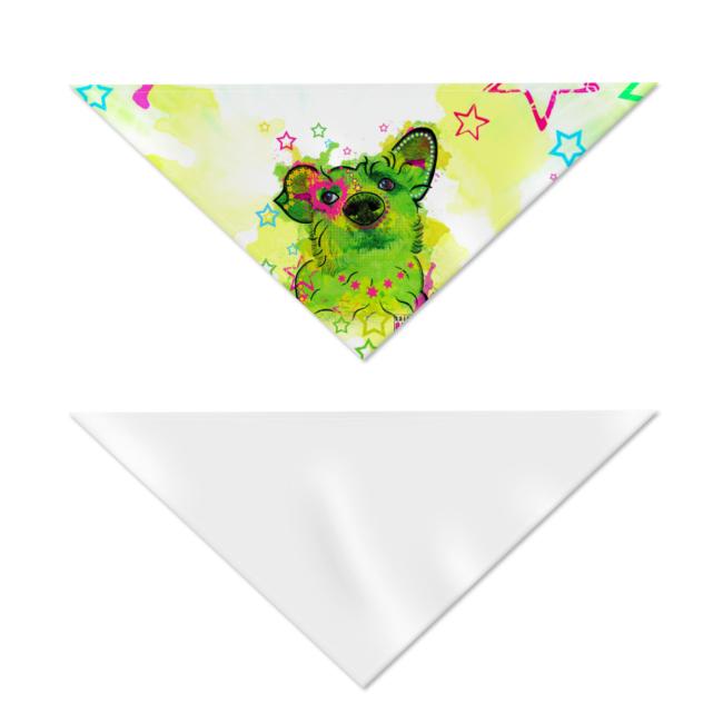 Preview: Hunde-Bandana Luna - Popart Hundedesign, 100 % Polyester, 70x30 cm, verstellbar, waschbar
